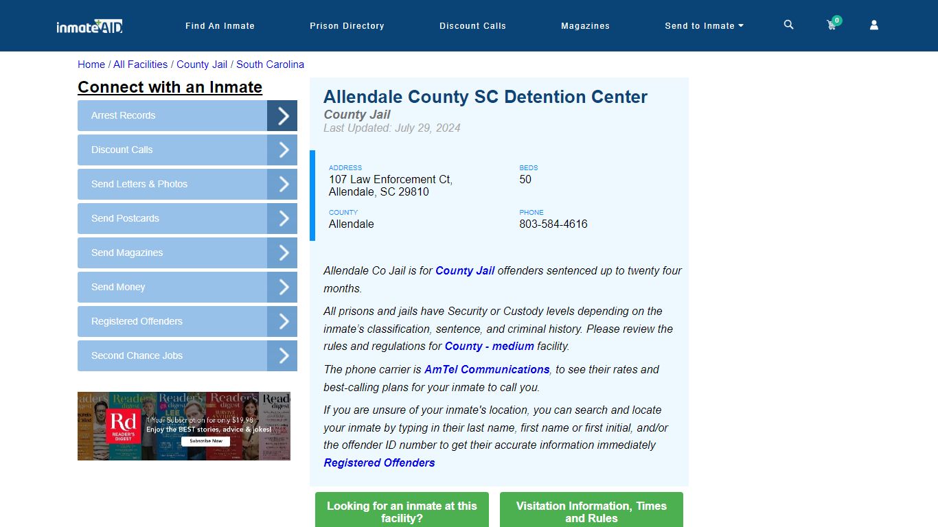 Allendale County SC Detention Center - Inmate Locator